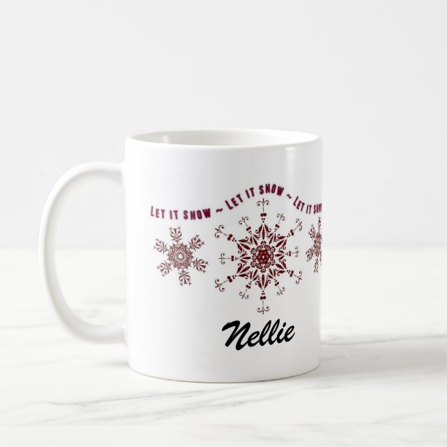 Dated Personalised Snowflake Holiday Mugs (Left)