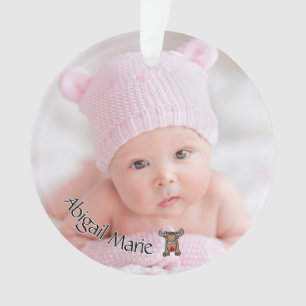 Dated Photo Baby's First Christmas with Reindeer Ornament