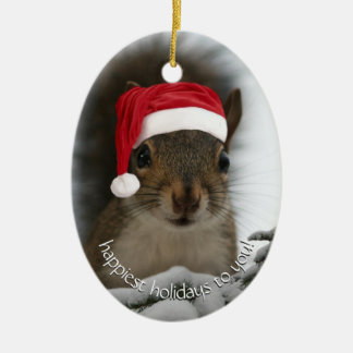 Dated Santa Squirrel™ Happiest Holidays Ceramic Tree Decoration