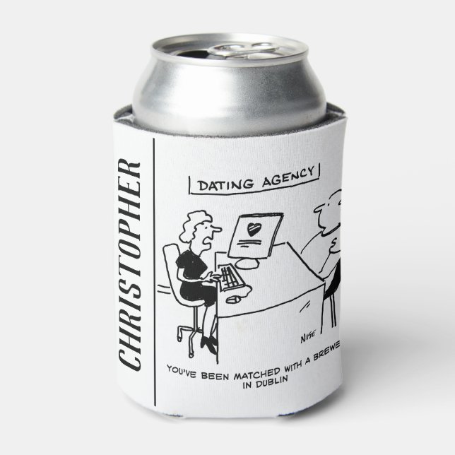 Dating Agency Matches with a Brewery Can Cooler (Can Front)