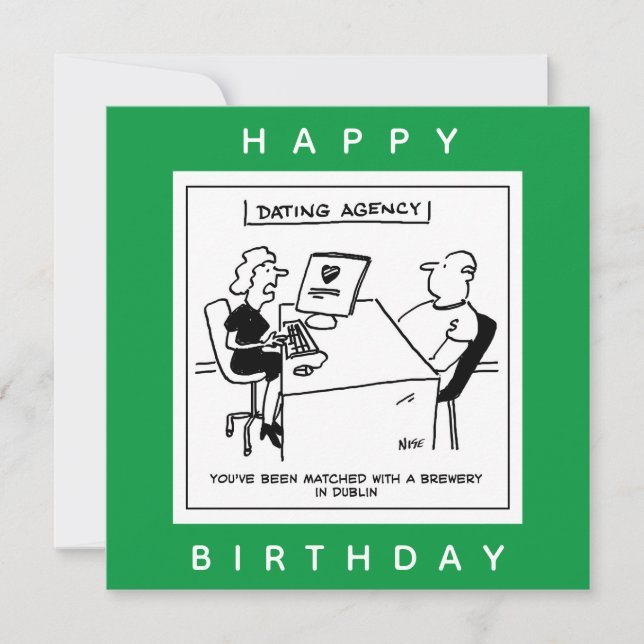 Dating Agency Matches with a Brewery Funny Cartoon Card (Front)