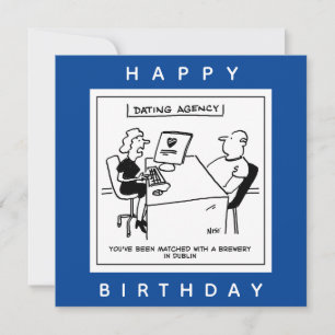 Dating Agency Matches with a Brewery Funny Cartoon Card