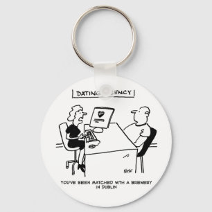 Dating Agency Matches with a Brewery Funny Cartoon Key Ring