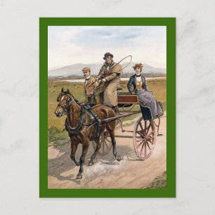 Dating Couple in Jaunting Cart Postcard