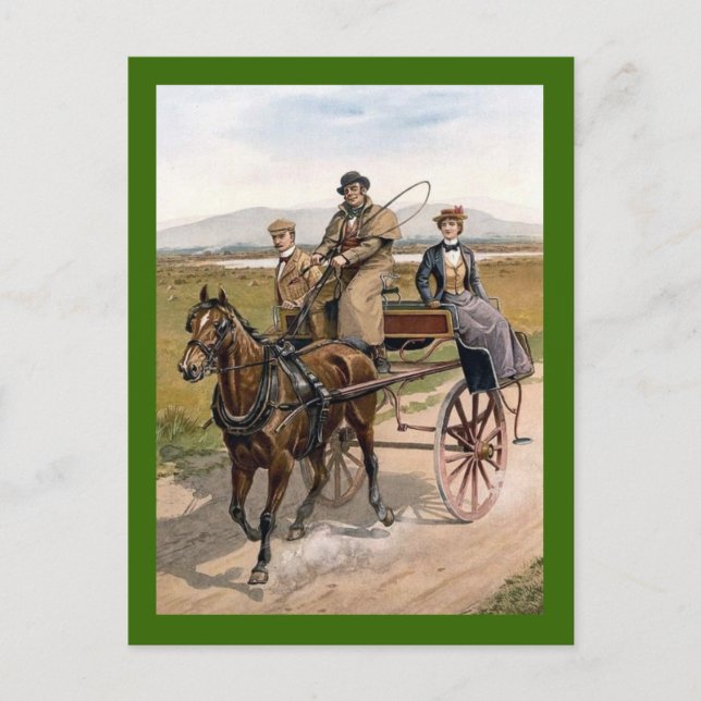 Dating Couple in Jaunting Cart Postcard (Front)