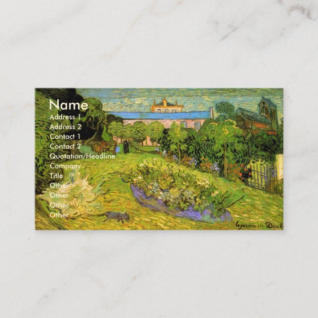 Daubigny's Garden by Vincent van Gogh, Le Jardin Business Card (Front)