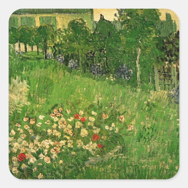 Daubigny's Garden by Vincent van Gogh, Le Jardin Square Sticker (Front)