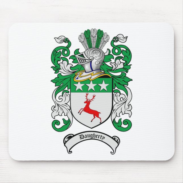 DAUGHERTY FAMILY CREST -  DAUGHERTY COAT OF ARMS MOUSE MAT (Front)
