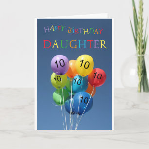 Daughter, 10th happy balloon birthday card