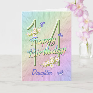 Daughter 14th Birthday Butterfly Garden Card