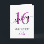 Daughter 16 pink glitter birthday card<br><div class="desc">Celebrate a milestone birthday with this elegant pink glitter-themed 16th birthday card, designed by The Arty Apples. Perfect for wishing a special young lady a happy Sweet 16, this card features a chic glittery design that adds a touch of sparkle to her special day. Whether for a daughter, niece, or...</div>