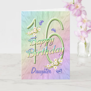 Daughter 16th Birthday Butterfly Garden Card