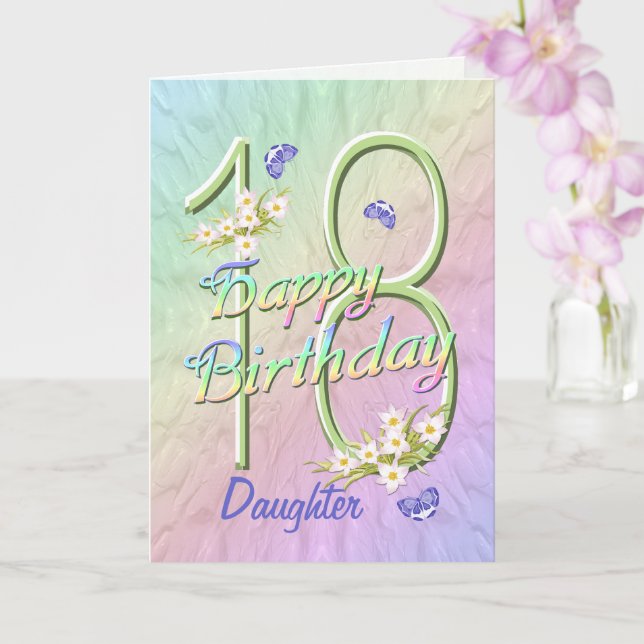 Daughter 18th Birthday Butterfly Garden Card (Orchid)