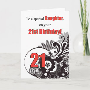 Daughter, 21st Birthday Religious Swirls Card