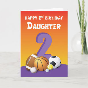 Daughter 2nd Birthday Sports Balls Card