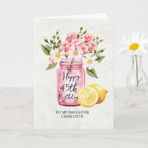 Daughter 45th Birthday Jar Pink Flowers Greeting Card