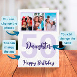 Daughter 50th Birthday Purple Script Photo Collage Card<br><div class="desc">Put a smile on a face with this personalised 50th birthday modern script photo collage card for your daughter. - Simply click to personalise this design 🔥 My promises - This design is unique and is designed with you in mind 🙏 Thank you for supporting my small business - If...</div>