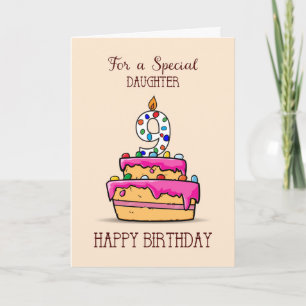 Daughter 9th Birthday, 9 on Sweet Pink Cake Card