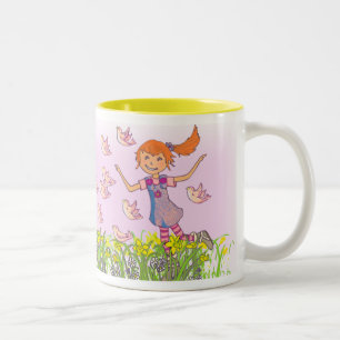 Daughter add your name red hair spring Two-Tone coffee mug