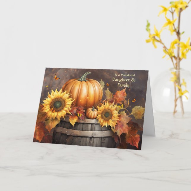 Daughter and Family Thanksgiving Day Greeting Card (Yellow Flower)
