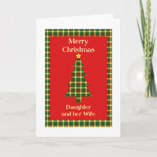 Daughter and her Wife Tartan Christmas Tree Holiday Card