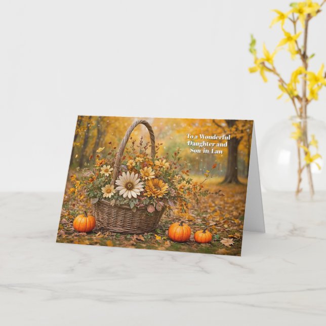 Daughter and Husband Son in Law Happy Thanksgiving Card (Yellow Flower)