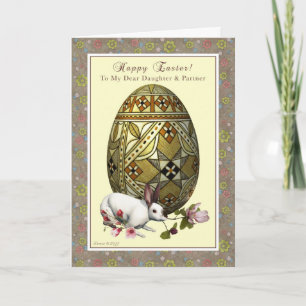 Daughter and Partner Easter - Egg and Bunny Holiday Card