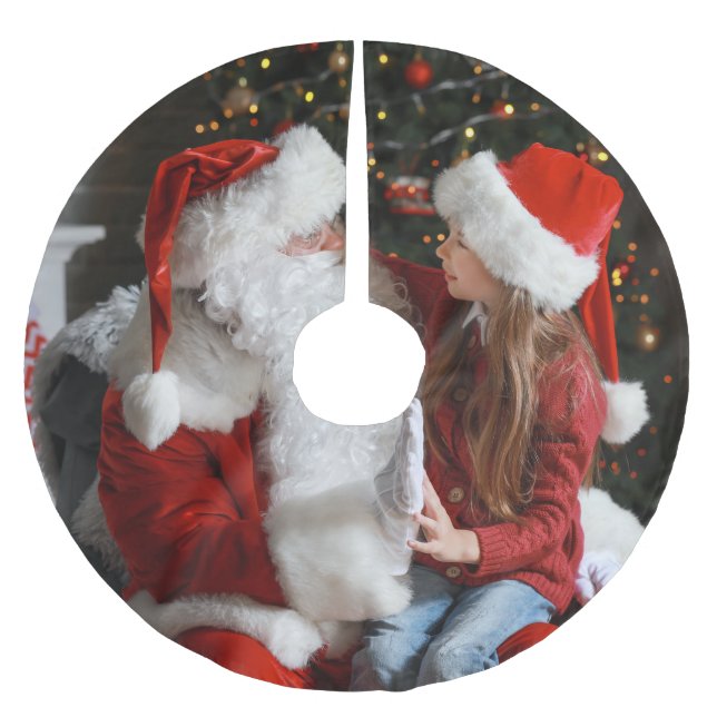 Daughter And Santa Photo | Christmas Brushed Polyester Tree Skirt (Front)