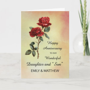 Daughter and Son in Law Anniversary Roses Card