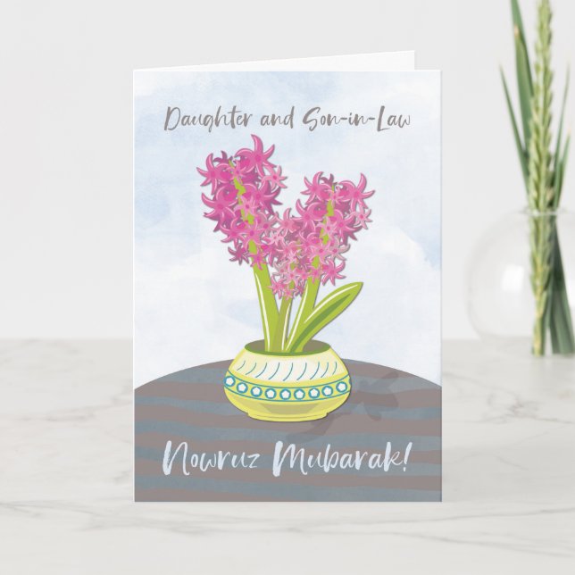 Daughter and Son-in-Law Norooz Hyacinths on Table Card (Front)