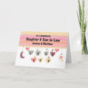 Daughter and Son in Law Valentine Hearts Moon Star Card
