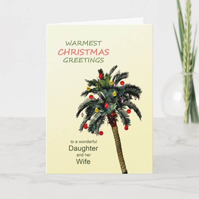 Daughter and Wife Christmas Palm Tree Holiday Card (Front)