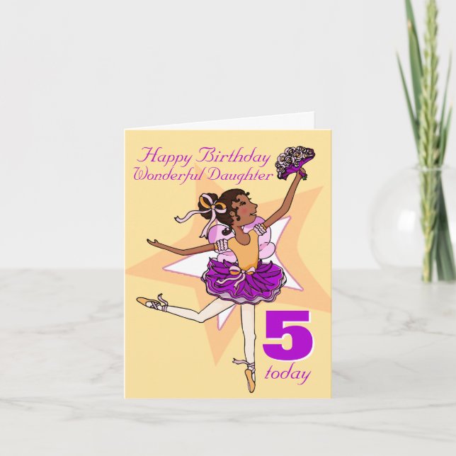 Daughter ballerina birthday peach age card (Front)