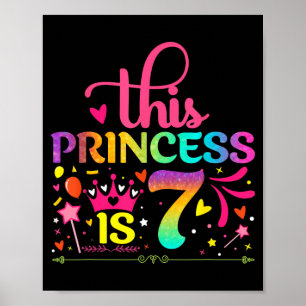 Daughter Birthday 7 Years Old Princess Girl 7th Poster