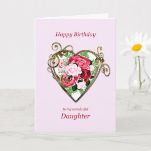 Daughter Birthday Antique Painted Roses Card