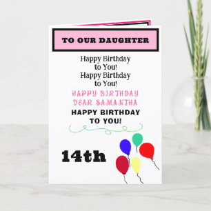 Daughter Birthday Balloons Cupcakes NAME Any Age Card