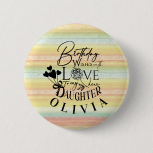 Daughter  Birthday Calligraphy Custom Name  Modern 6 Cm Round Badge