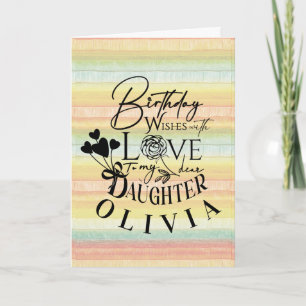 Daughter Birthday Calligraphy Custom Name Modern Card