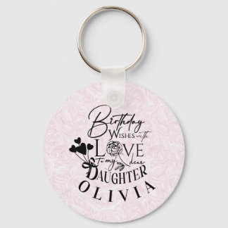 Daughter Birthday Calligraphy Custom Name Modern Key Ring