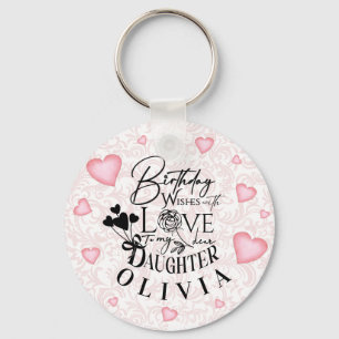 Daughter  Birthday Calligraphy Custom Name  Modern Key Ring