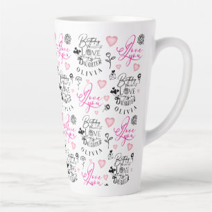 Daughter  Birthday Calligraphy Custom Name  Modern Latte Mug