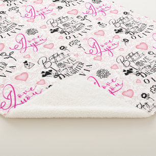 Daughter Birthday Calligraphy Custom Name Modern Sherpa Blanket