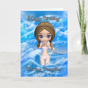 daughter birthday card - girl swimming