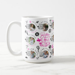 Daughter Birthday Photo Collage Typography Coffee Mug