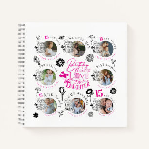 Daughter Birthday Photo Collage Typography Notebook
