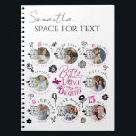 Daughter Birthday Photo Collage Typography  Notebook<br><div class="desc">This birthday design is created for a daughter and features a modern multi-image layout that highlights eight photos in a soft, balanced photo montage composition. It is suitable for daughters of different ages, from childhood through teenage and middle-aged years, and can also be used for someone who is like a...</div>