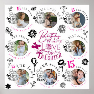 Daughter Birthday Photo Collage Typography  Poster