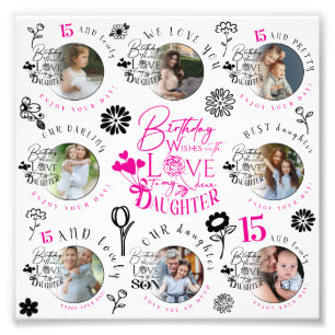 Daughter Birthday Photo Collage Typography  Print