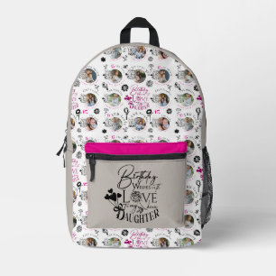Daughter Birthday Photo Collage Typography Printed Backpack