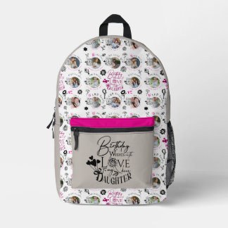 Daughter Birthday Photo Collage Typography Printed Backpack